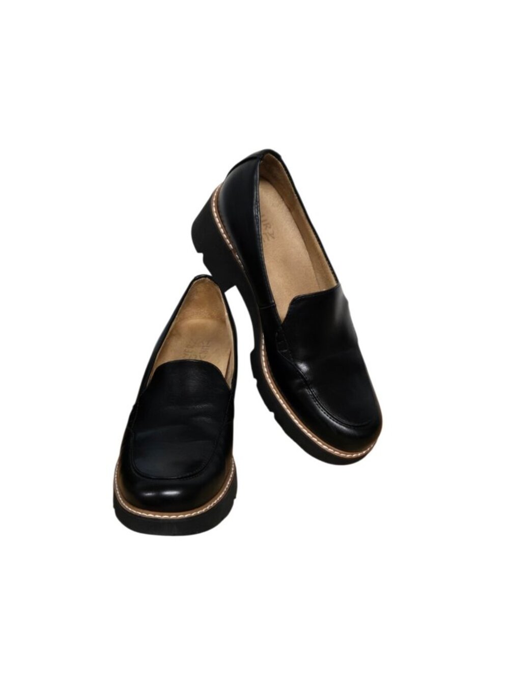 Naturalizer Black Leather Slip-On Loafers